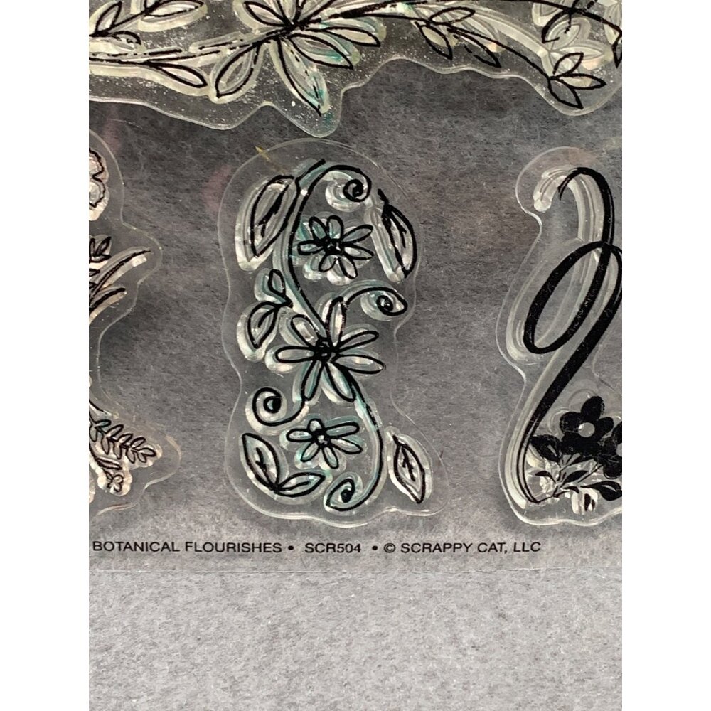 Scrappy Cat LLC Designer & Botanical Flourishes Clear Stamps Set Crafting Decora - Picture 2 of 6